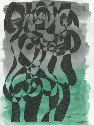 Light and Shade - Grey and Green Three. Click image for lager view.