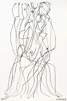 Suggestions in ink - Seated Figures. Click image for lager view.